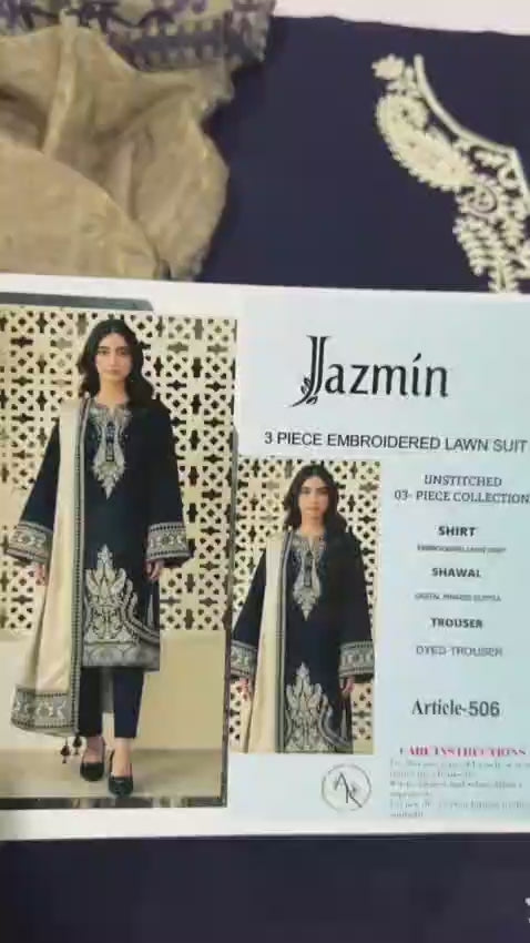 JAZMIN Lawn Embroidered 3pc