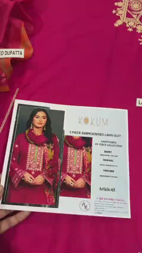 KOKUM 3pc Embroidered Lawn Suit