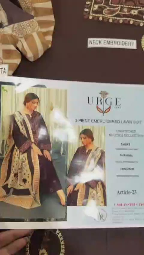 URGE 3pc Embroidered Lawn Suit