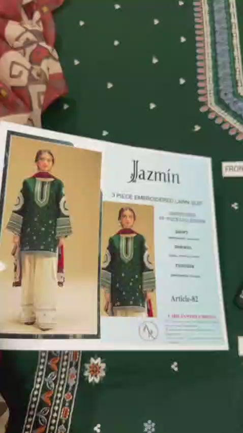 Jazmin 3pc Embroidered Lawn Suit