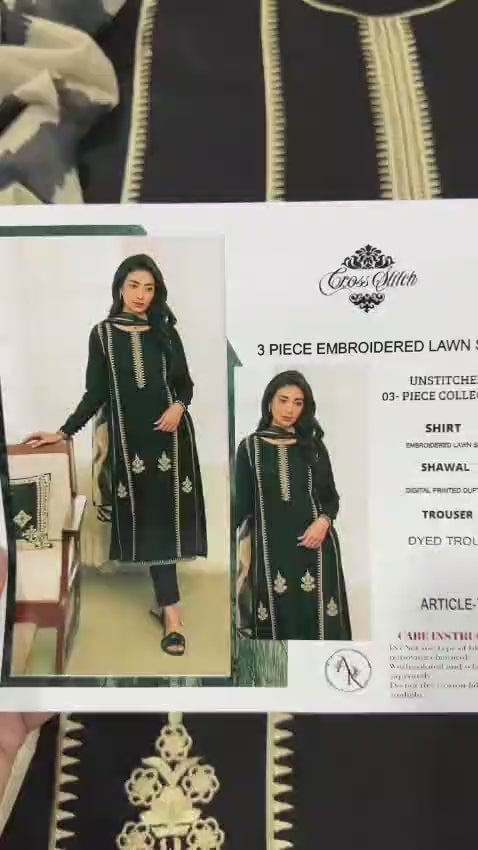 CROSS STITCH 3pc Embroidered Lawn Suit