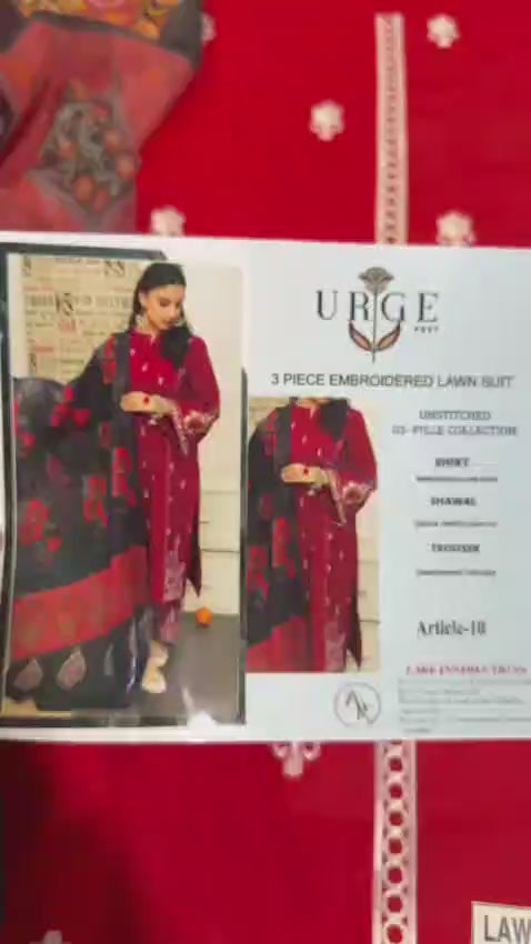 URGE 3pc Embroidered Lawn Suit