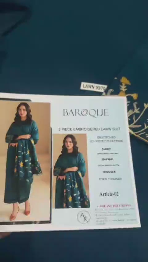 BAROQUE 3pc Embroidered Lawn Suit