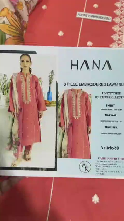 HANA 3pc Embroidered Lawn Suit