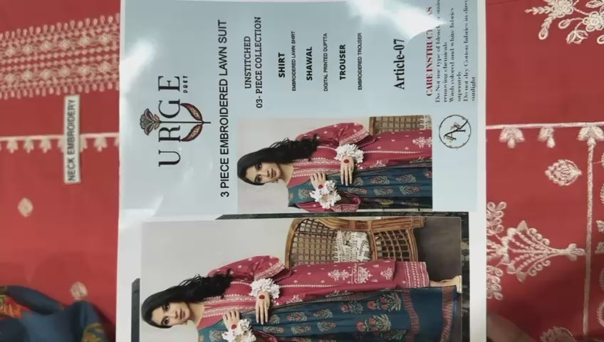 URGE 3pc Embroidered Lawn Suit